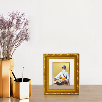 DIVINITI 24K Gold Plated Foil Baba Deep Singh Photo Frame for Living Room, Festival Gift DG 103 Size 1 (15.3x14.9 CM)