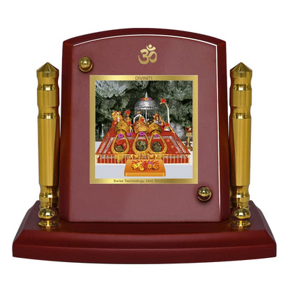 Diviniti 24K Gold Plated Mata Ka Darbar Photo Frame for Car Dashboard, Home Decor, Tabletop, Puja Room, Showpiece and Gift  MDF1BP+ (6.5x5.5 CM)