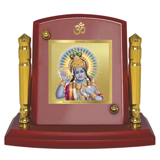 Diviniti 24K Gold Plated Vishnu Photo Frame for Car Dashboard, Home Decor, Tabletop, Puja Room, Showpiece and Gift  MDF1BP+ (6.5x5.5 CM)