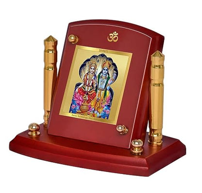 Diviniti 24K Gold Plated Vishnu Photo Frame for Car Dashboard, Home Decor, Tabletop, Puja Room, Showpiece and Gift  MDF1BP+ (6.5x5.5 CM)