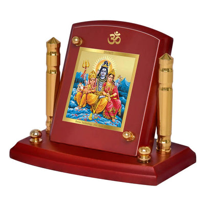 Diviniti 24K Gold Plated Shiv Parivar Photo Frame for Car Dashboard, Home Decor, Tabletop, Puja Room, Showpiece and Gift  MDF1BP+ (6.5x5.5 CM)