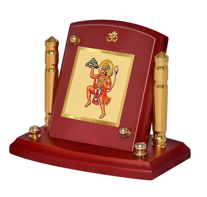 Diviniti 24K Gold Plated Hanuman Ji Photo Frame for Car Dashboard, Home Decor, Tabletop, Puja Room, Showpiece and Gift  MDF1BP+ (6.5x5.5 CM)