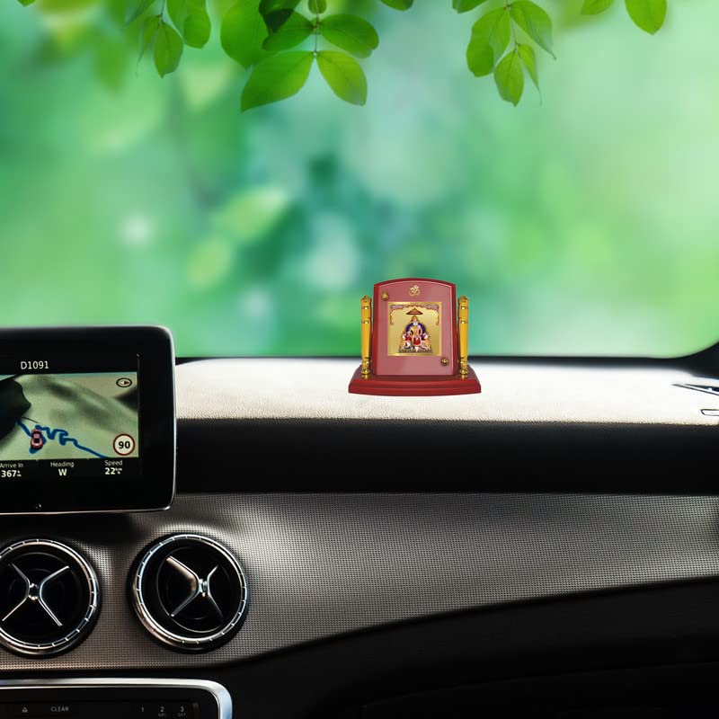 Diviniti 24K Gold Plated Agrasen Maharaj Photo Frame for Car Dashboard, Home Decor, Tabletop, Puja Room, Showpiece and Gift  MDF1BP+ (6.5x5.5 CM)