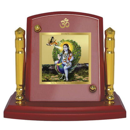 Diviniti 24K Gold Plated Baba Lok Nath Photo Frame for Car Dashboard, Home Decor, Tabletop, Puja Room, Showpiece and Gift  MDF1BP+ (6.5x5.5 CM)