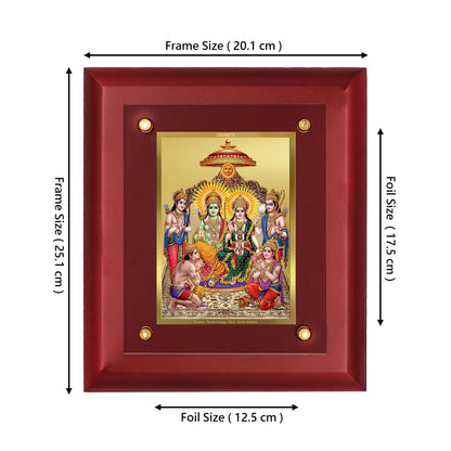 DIVINITI 24K Gold Plated Ram Darbar Photo Frame For Temple, Puja Room, Home Decor, Wall Hanging, Gifting MDF S2.5 (25.1X20.1 CM)