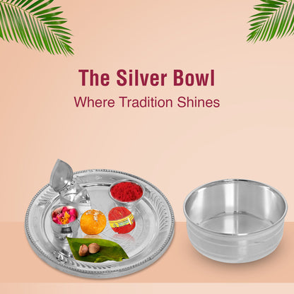 DIVINITI 925 Pure Silver Katori Bowl for Pooja and Workplace Gifting Mandir Puja Purpose (79g)