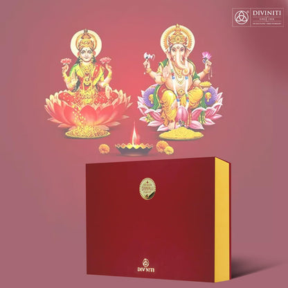 DIVINITI PREMIUM PUJA KIT WITH 24K GOLD-PLATED LAXMI GANESH FRAME