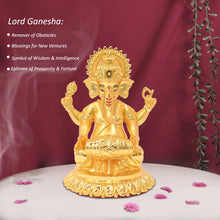 Load image into Gallery viewer, DIVINITI 24K Gold Plated Lord Ganesha Idol | Exquisite Divine Statue for Home Decor, Office Table Top, Pooja Room &amp; Gift (15X12CM)
