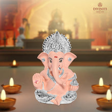 Load image into Gallery viewer, Diviniti 999 Silver Plated Resin Lord Ganesha Idol for Car Dashboard Tabletop for Home Decor Mandir Puja Gift Nude (8.4x4.2cm)
