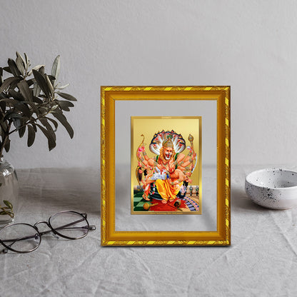 DIVINITI 24K Gold Plated Narsimha Wooden Religious Photo Frame Idol for Home Decor, Puja Room, Table Top, Wall Hanging, Workshop, Luxurious Gift | DG103 Size 2 (22.6x18.4 CM)