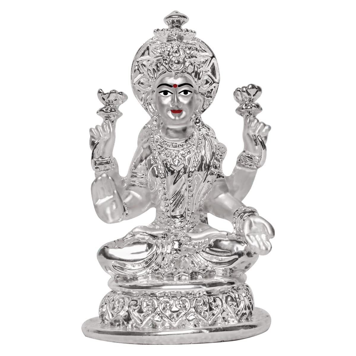 DIVINITI 999 Silver Plated Goddess Lakshmi Idol Statue For Home Decor, Office, Temple and Table Decoration| Religious Idol For Puja, Gift (5.7x6x10 CM)