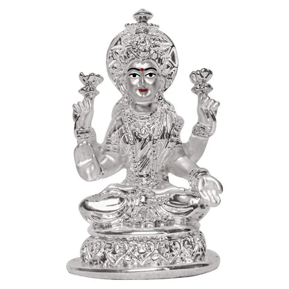 DIVINITI 999 Silver Plated Goddess Lakshmi Idol Statue For Home Decor, Office, Temple and Table Decoration| Religious Idol For Puja, Gift (5.7x6x10 CM)