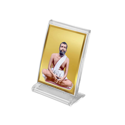 Diviniti 24K Gold Plated Ramakrishna Frame For Car Dashboard, Home Decor, Festival Gift (11 x 6.8 CM)