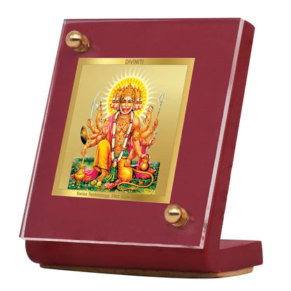 Diviniti 24K Gold Plated Lord Panchmukhi Hanuman Frame For Car Dashboard, Home Decor, Puja (MDF 1B)(5.5 x 6.5 CM)