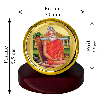 Diviniti 24K Gold Plated Baba Loknath Photo Frame for Car Dashboard, Home Decor, Table Top, Puja Room Worship and Festival Gift MCF1CGOLD (5.5x5 CM)