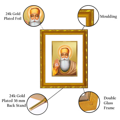 DIVINITI 24K Gold Plated Foil Guru Nanak Photo Frame for Home & Office Decor, Wall Hanging, Workshop, Table Top, Gift|DG103 Size 2 (22.6x18.4 CM)