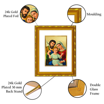 DIVINITI 24K Gold Plated Holy Family Wooden Classic Photo Frame Idol for Home Decor, Puja Room, Table Top, Wall Hanging, Workshop, Luxurious Gift | DG103 Size 2 (22.6x18.4 CM)