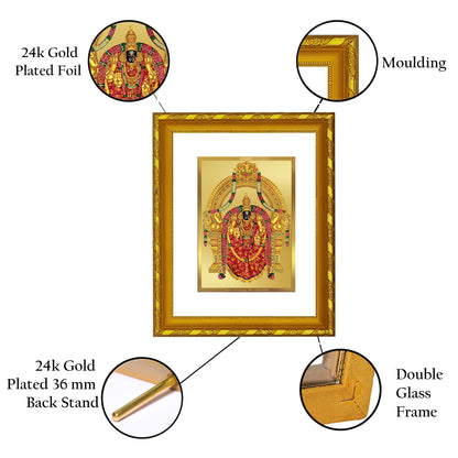 DIVINITI 24K Gold Plated Padmavathi Wooden Photo Frame Idol for Home Wall Decor, Workshop, Table Top, Premium Gift | DG103 Size 2 (22.6x18.4 CM)