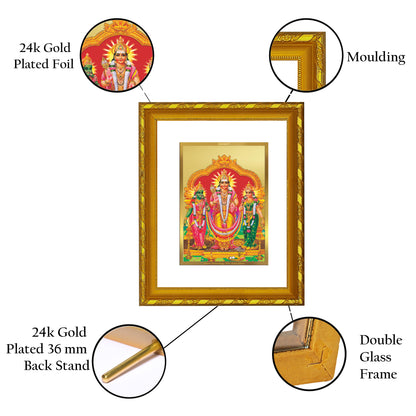 DIVINITI 24K Gold Plated Murugan Valli Traditional Photo Frame Idol for Home Wall Decor, Workshop, Table Top, Premium Gift|DG103 Size 2 (22.6x18.4 CM)