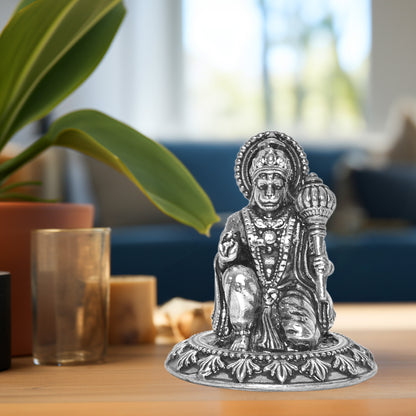 DIVINITI 925 Pure Silver Hanuman Ji Idol Statue Embody Strength and Devotion in Your Space for Home Office Décor, Tabletop, Puja Room Gift (3x4.1 CM, 41g)