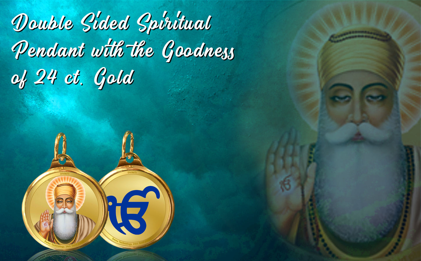 Diviniti 24K Double sided Gold Plated Pendant Gurunanak & Ek Omkar|22 MM Flip Coin (1 PCS)