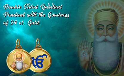 Diviniti 24K Double sided Gold Plated Pendant Gurunanak & Ek Omkar|22 MM Flip Coin (1 PCS)