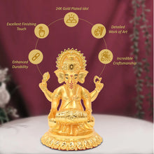 Load image into Gallery viewer, DIVINITI 24K Gold Plated Lord Ganesha Idol | Exquisite Divine Statue for Home Decor, Office Table Top, Pooja Room &amp; Gift (15X12CM)
