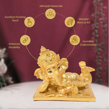 Load image into Gallery viewer, Diviniti 24K Gold Polished Ganesha Idol | Exquisite Divine Statue for Home Decor, Office Table Top, Pooja Room &amp; Gift (12X14CM)
