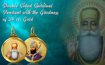 Diviniti 24K Double sided Gold Plated Pendant Gurunanak Ji & Guru Gobind Singh Ji|18 MM Flip Coin