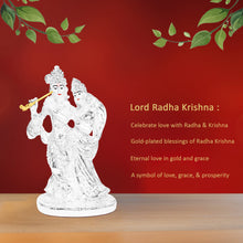 Load image into Gallery viewer, DIVINITI 999 Silver Plated Goddess Radha Krishna Idols Statue Symbol of Eternal Love, Devotion for Home, Office, Puja Room Gift (11.5x8 CM)
