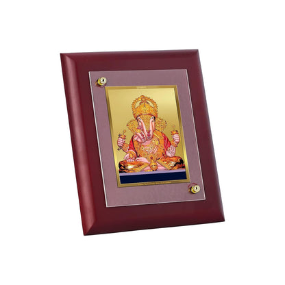 Diviniti 24K Gold Plated Foil Dagadu Ganesha Wall Photo Frame Home & Office Decor, Tabletop, Puja Room, Workshop, Gift Items | MDFS2 (20x16 CM)