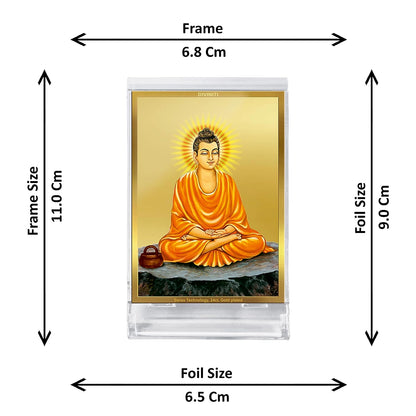 Diviniti 24K Gold Plated Buddha Frame For Car Dashboard, Home Decor, Table Top, Festival Gift (11 x 6.8 CM)