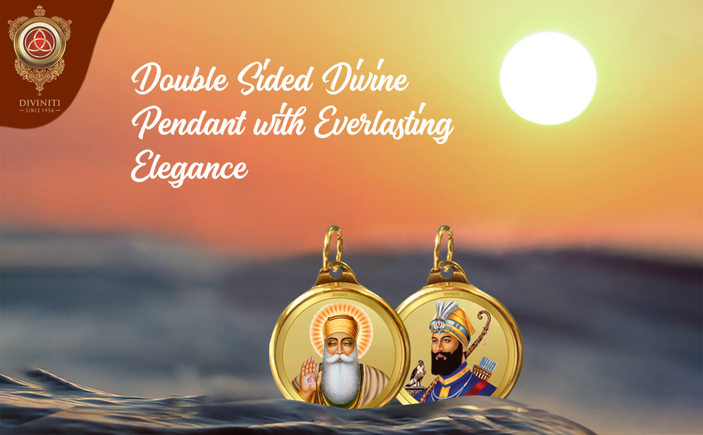 Diviniti 24K Double sided Gold Plated Pendant Gurunanak & Guru Gobind Singh |22 MM Flip Coin (1 PCS)