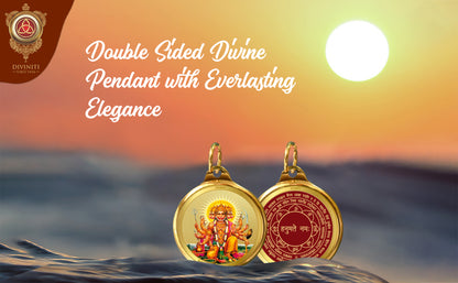 Diviniti 24K Gold Plated Lord Panchmukhi Hanuman & Yantra 28MM Double Sided Pendant For Men, Women & Kids