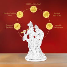 Load image into Gallery viewer, DIVINITI 999 Silver Plated Goddess Radha Krishna Idols Statue Symbol of Eternal Love, Devotion for Home, Office, Puja Room Gift (11.5x8 CM)
