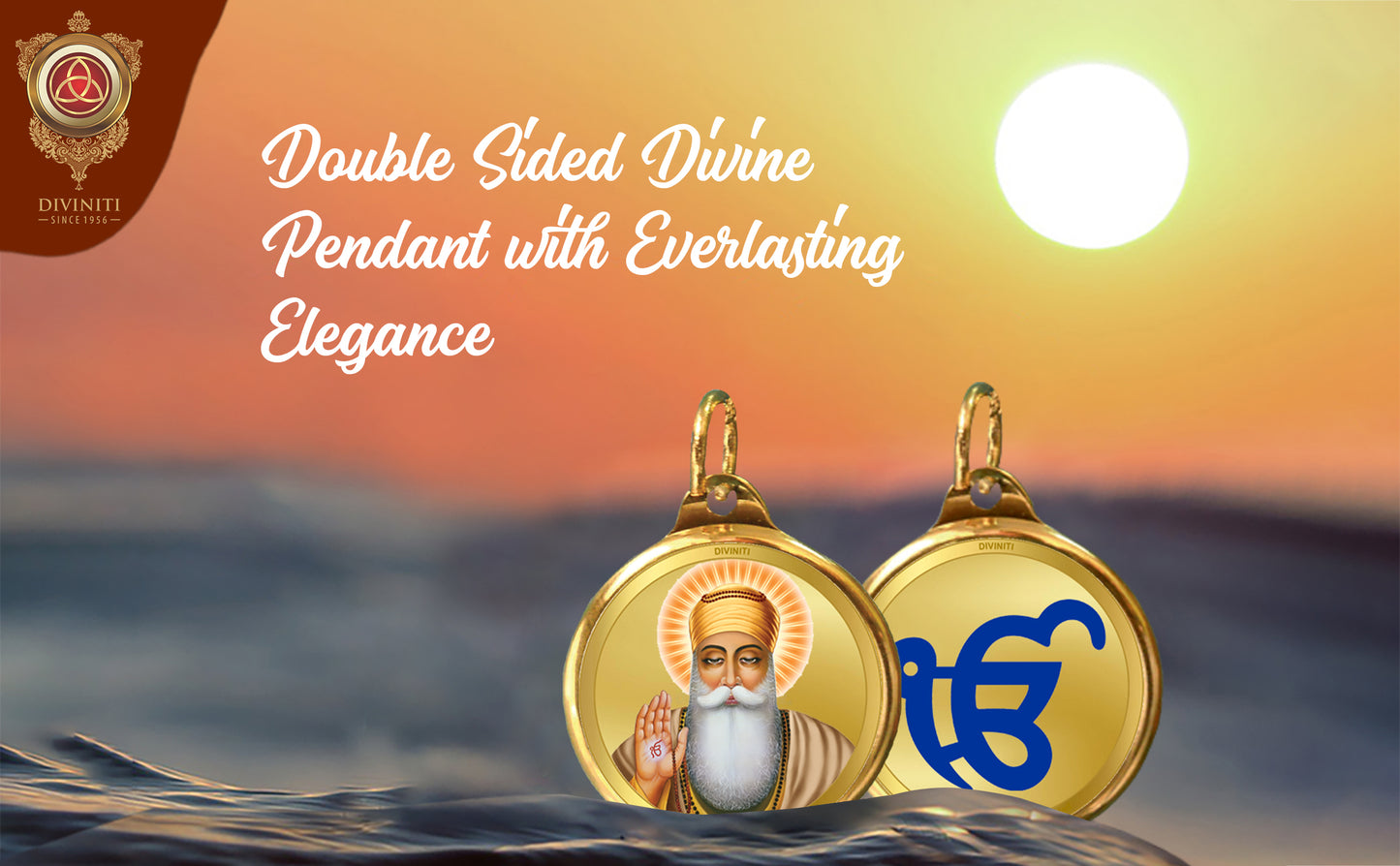 Diviniti 24K Double sided Gold Plated Pendant Gurunanak & Ek Omkar|22 MM Flip Coin (1 PCS)