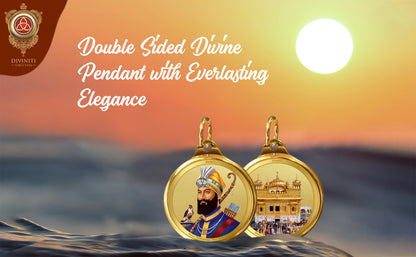 Diviniti 24K Double sided Gold Plated Pendant Guru Gobind Singh & Golden Temple|22 MM Flip Coin (1 PCS)