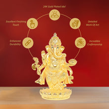 Load image into Gallery viewer, Diviniti 24K Gold Plated Ganesh Ji Idol Statue Exquisite Spiritual Blessing for Home, Office &amp; Pooja Room Gift (19.5x13 CM)
