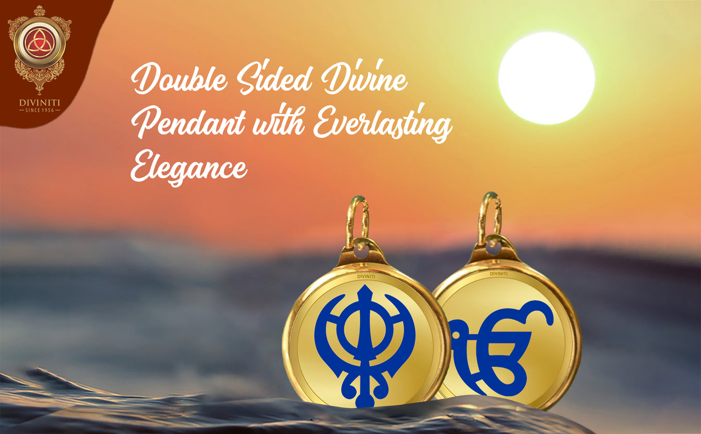 Diviniti 24K Double sided Gold Plated Pendant KHANDA SAHIB & EK OMKAR|28 MM Flip Coin (1 PCS)