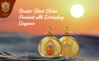 Diviniti 24K Gold Plated Padmawati & Balaji 28MM Double Sided Pendant For Men, Women & Kids