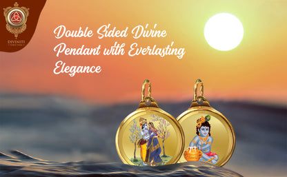 Diviniti 24K Gold Plated Radha Krishna & Bal Gopal 22MM Double Sided Pendant For Men, Women & Kids