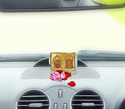 Diviniti 24K Gold Plated Padmawati Balaji Frame For Car Dashboard, Home Decor, Puja and Gift (11 x 6.8 CM)