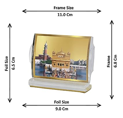 DIVINITI 24K Gold Plated Golden Temple Photo Frame For Car Dashboard, Home Decor, Festive Gift (11 X 6.8 CM)