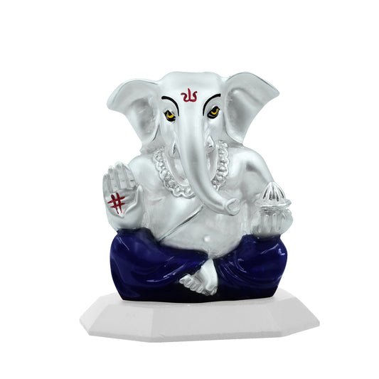 Diviniti 999 Silver Plated Lord Ganesha Idol for Home Decor Showpiece, Puja Room (5X5CM)