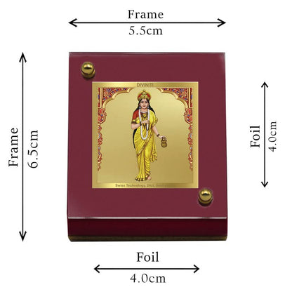 DIVINITI Brahmacharini Mata Idol Photo Frame for Car Dashboard, Table Decor| MDF 1B wooden Frame and 24K Gold Plated Foil| Religious photo frame idol for Pooja, Gifts Items (6.3x5.5 cm)