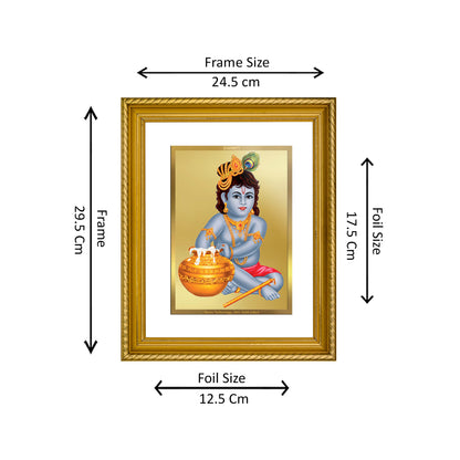 Diviniti 24K Gold Plated Bal Gopal Wooden Photo Frame for Home & Office Decor, Wall Hanging, Tabletop, Puja Room, Gift DG056S2.5 (29.5x24.5 CM)