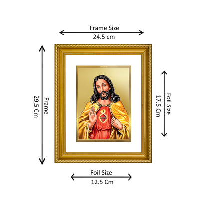 Diviniti 24K Gold Plated Jesus Wooden Photo Frame for Home & Office Decor, Wall Hanging, Tabletop, Prayer, Gift DG056S2.5 (29.5x24.5 CM)