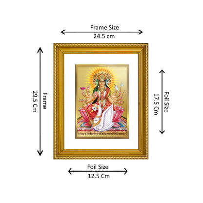 Diviniti 24K Gold Plated Gayatri Mata Wooden Wall Photo Frame for Home & Office Decor, Tabletop, Puja Room, Gift DG056S2.5 (29.5x24.5 CM)