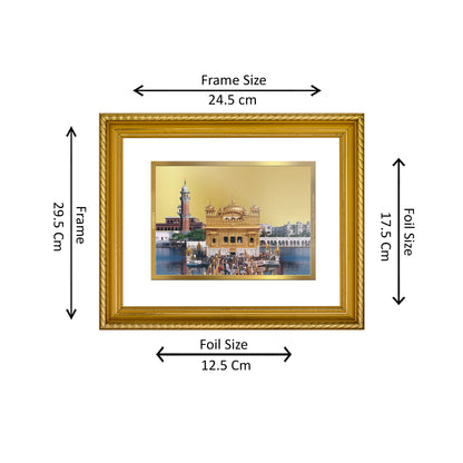 Diviniti 24K Gold Plated Golden Temple Wooden Photo Frame for Home & Office Decor, Wall Hanging, Tabletop, Puja Room, Gift DG056S2.5 (29.5x24.5 CM)