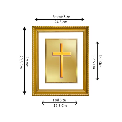 Diviniti 24K Gold Plated Holy Cross Wooden Photo Frame for Home & Office Decor, Wall Hanging, Tabletop, Gift DG056S2.5 (29.5x24.5 CM)